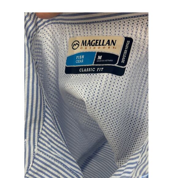 Magellan Women's Size M Fishing, Outdoors Blue & White Seersucker Dress #0084 - Picture 8 of 11